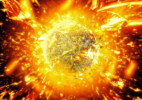 3d illustration of sun exploding in science concept