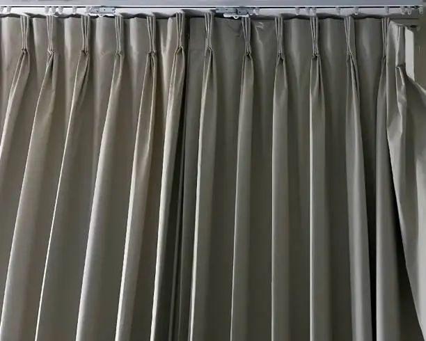 Hotel room window night curtain