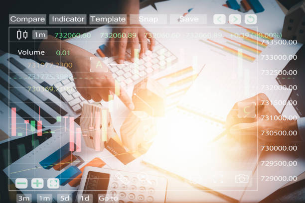 istock Concept financial transactions online, Group business holding pen write point at financial analyzing data while discussion, planning brand promotion budget, raising company awareness in social media 1449778877