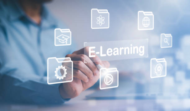 istock Concept E-learning education, Businessman hand touch Online Education icon on virtual screen. internet lessons and online webinar, online lessons on a digital screen.Education internet Technology. 1449779229
