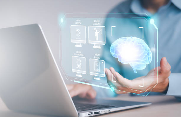 istock Concept E-learning education, Businessman hand touch Online Education icon on virtual screen. internet lessons and online webinar, online lessons on a digital screen.Education internet Technology. 1449779834