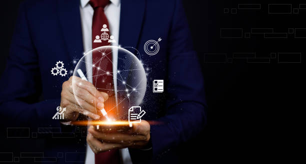 istock virtual Global Internet connection metaverse concept, Businessman using mobile smartphone, global internet connection application technology and digital marketing, Financial and banking,tech big data. 1449780047