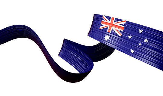 Australian flag wavy abstract background. 3d illustration.