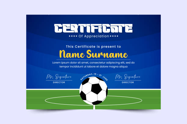 istock Football tournament sport event certificate design template easy to customize 1449783026