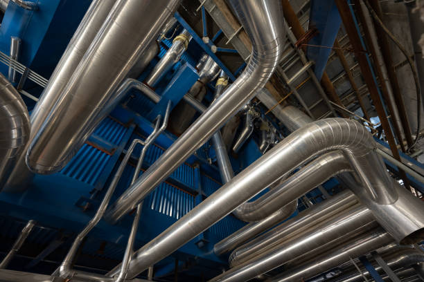 istock Boiler steam pipes in power plant 1449783664