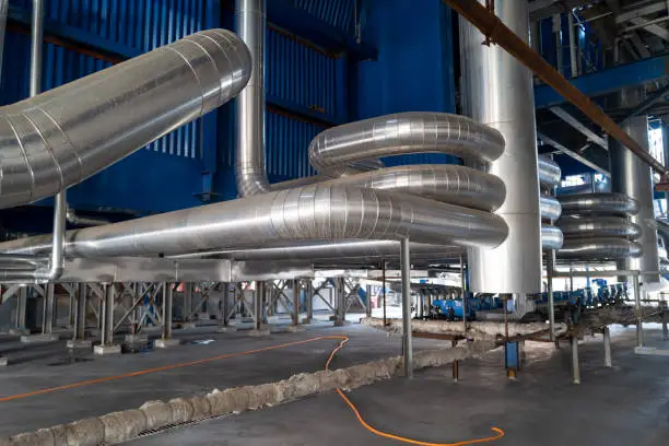 Photo of Boiler steam pipes in power plant