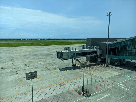 Airport departure connecting bridge on Yogyakarta International Airport