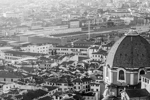 Brussels, Belgium,  January 3, 2021: panorama view from above, Basilica of Koekelberg on the background