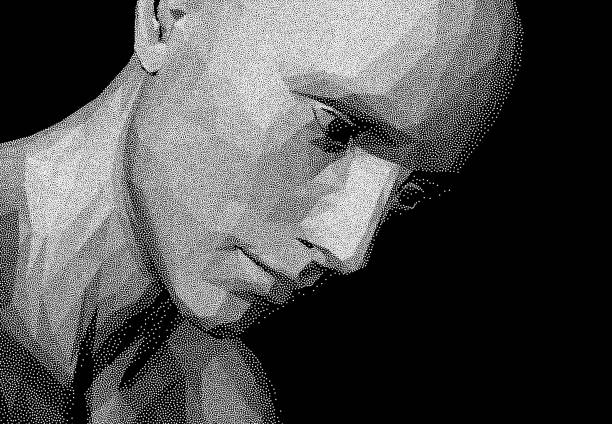 istock Abstract man head made from dots. Side view of dotted face background. Cover design template. 3D vector illustration for banner, flyer, poster or brochure. 1449787002