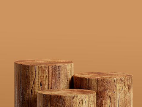 wooden pedestal product stand empty display abstract wooden minimal podium luxury natural background for product placement 3d rendering