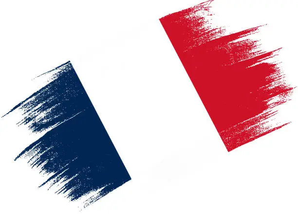 Vector illustration of France  flag with brush paint textured isolated  on png or transparent background,Symbol Brazil,template for banner,advertising ,promote, design,vector,top  win sport country, vector  illustration