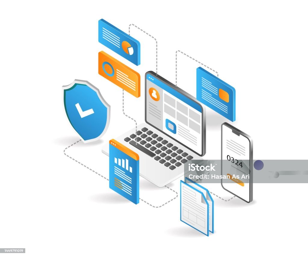 Maximizing Applications Flat Isometric 3d Illustration Maximize Web Application Security Stock ...