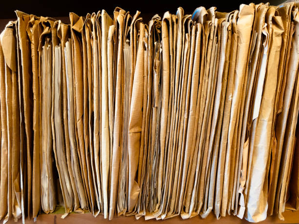 istock Shelf with old vintage files in an archive 1449791215