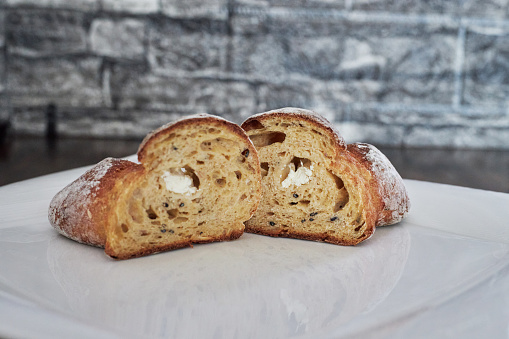 wholegrain croissant bread, stuffed with cream