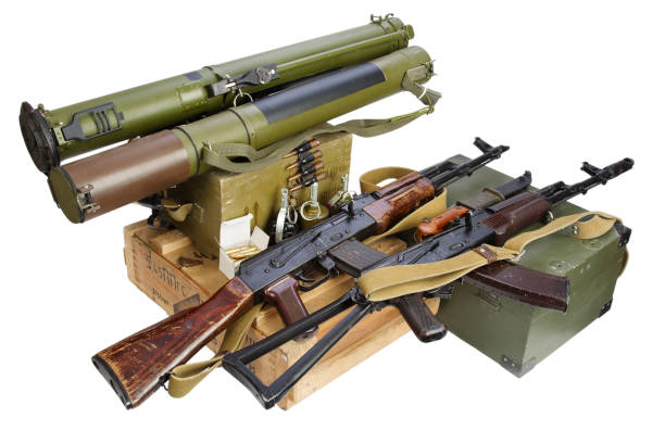 istock AK47 on army green ctrates with ammunition 1449795518
