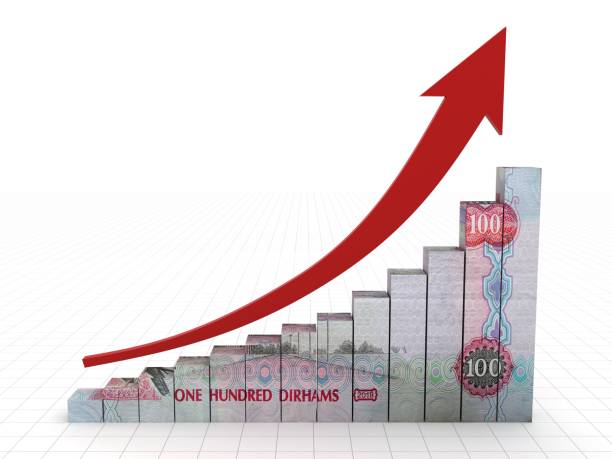 gráfico gráfico de crescimento do investimento de financiamento de dinheiro dos emirados árabes unidos - pension finance retirement graph - fotografias e filmes do acervo