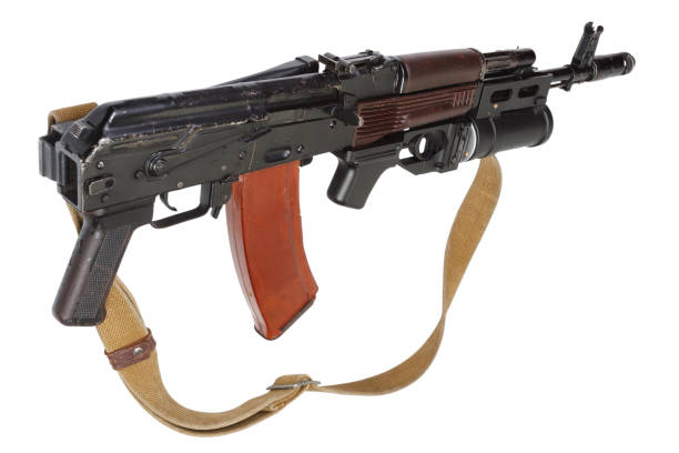 istock Kalashnikov AK 74 rifle with under-barrel grenade launcher 1449796362