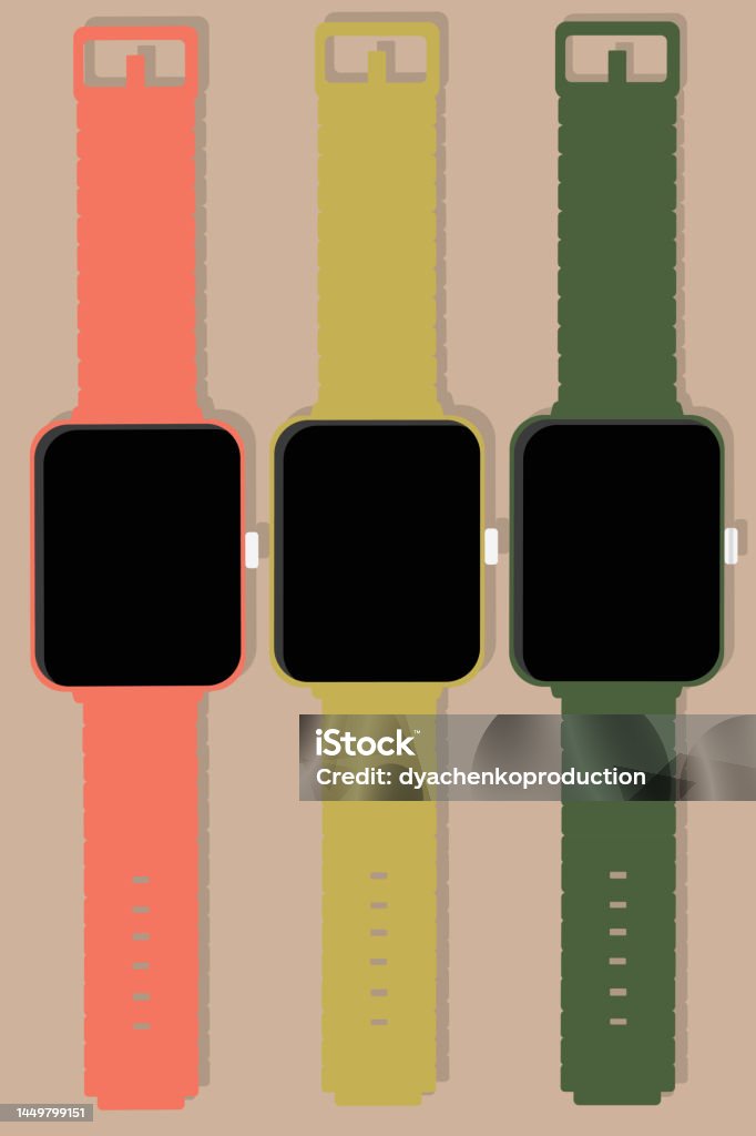 Watch Color Svg Smart Watches Of Different Colors Collage Vector Graphics Stock ...