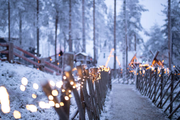 A bridge in nature decorated with Christmas decorations