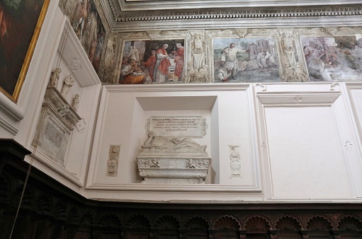 Naples, Campania, Italy - April 7, 2022: Interior of the 15th century Church of Sant'Anna dei Lombardi in Piazza Monteoliveto