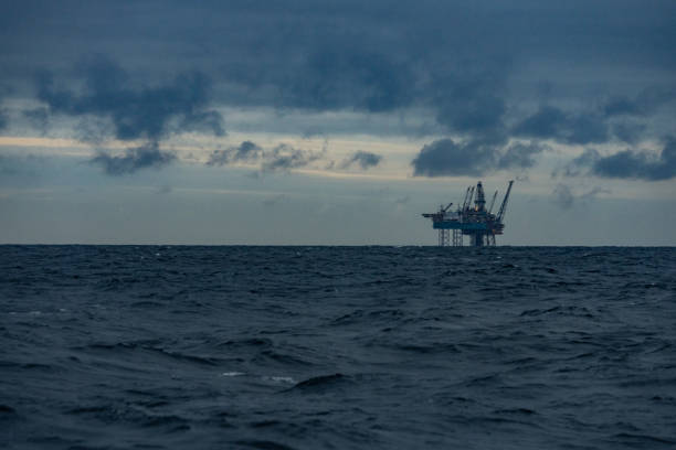 istock Oil rig platform: fossil fuel crisis for global warming 1449810008