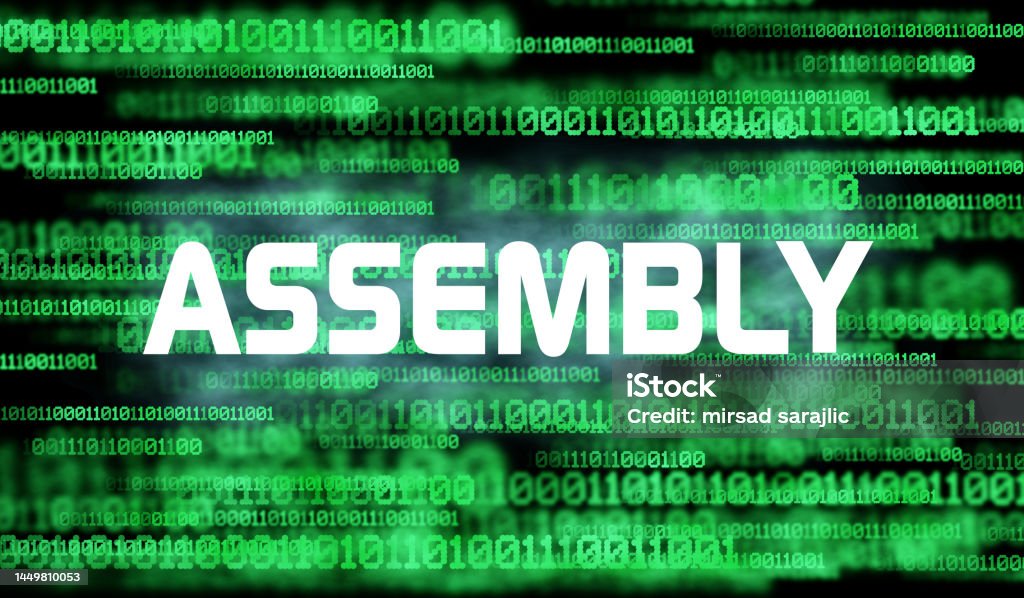 Word Assembly And Abstract Cyberspace With Binary Code On Dark ...