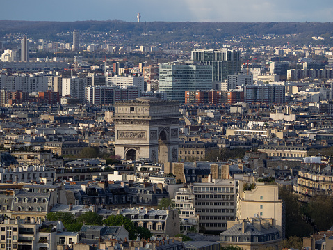 The Arc de Triomphe de Paris seen from the Eiffel Tower