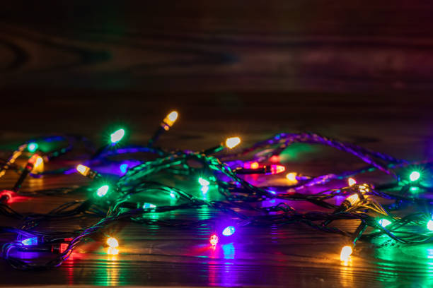 istock Christmas background with lights and free text space. Christmas lights border. 1449816083
