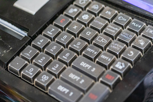 Old keyboard for typing tax receipts.