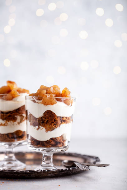 istock Christmas dessert with gingerbread cookies and pears 1449825504