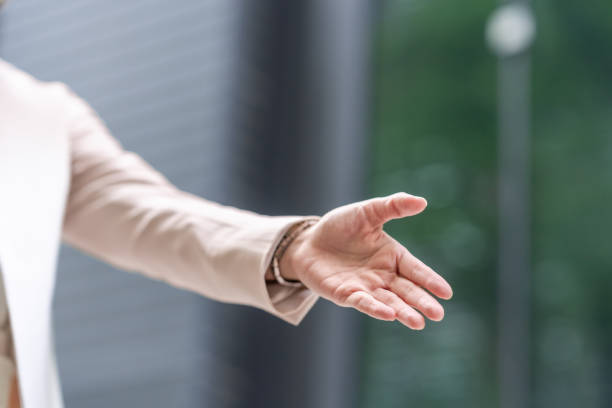 istock Up of a woman's hand to shake hands 1449826717