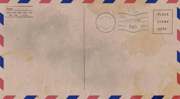 istock Backside of old postcard with dirty stain 1449827020
