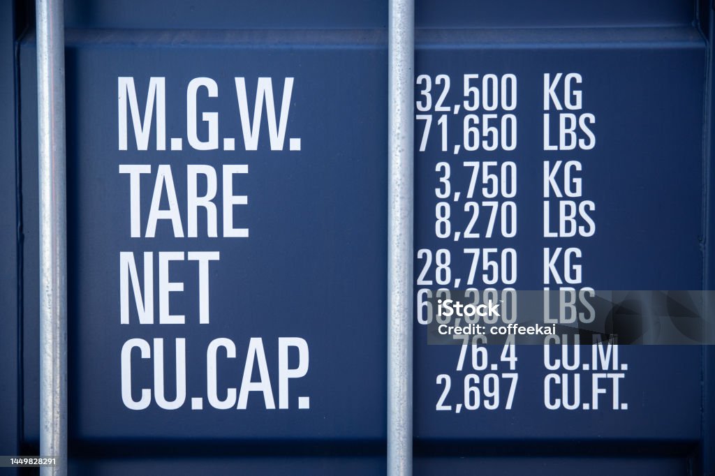 text details shown on a CSC plate by the Convention for Safe Containers for transport cargo shipping Backgrounds Stock Photo