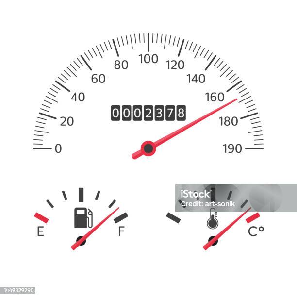 Kilometer Instrument Panel Vector Instrument Panel Vector Stock Illustration - Download Image Now - Retro ...