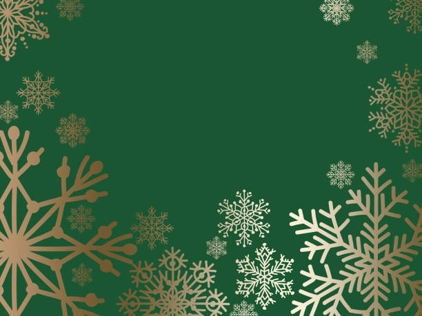 istock golden snowflakes on dark green ground with space for text background 1449829301