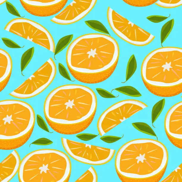 Vector illustration of orange fruits seamless pattern