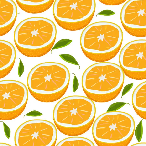 Vector illustration of orange fruits seamless pattern