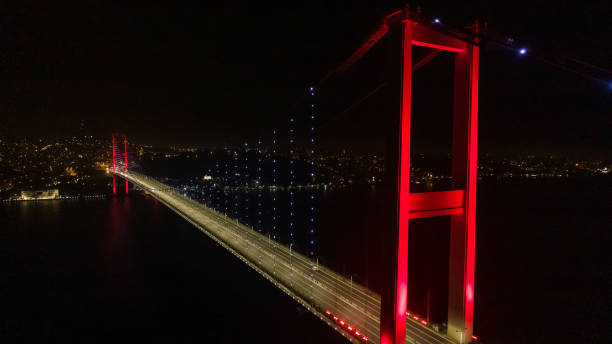 istock İstanbul Fatih Sultan Mehmet Bridge Nightime Arial Photo 1449836107