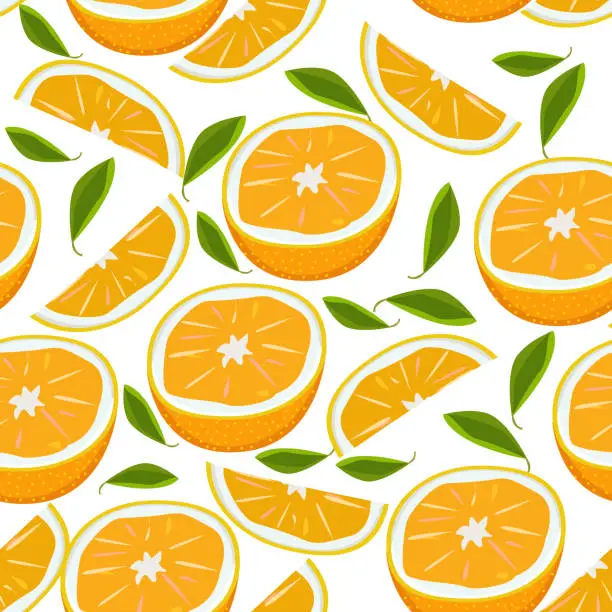 Vector illustration of orange fruits seamless pattern
