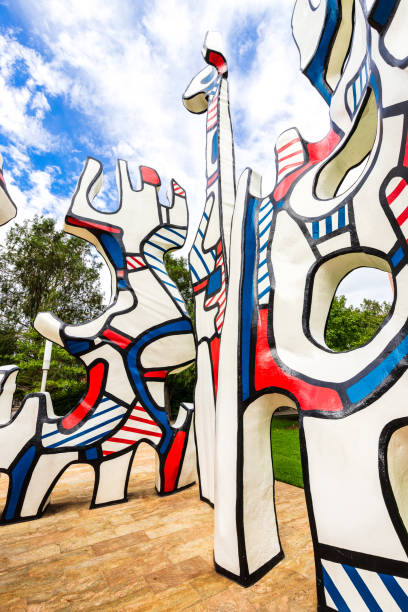 Houston, TX, USA - September 12, 2018: A colorful art statue, Monument Au Fantome, in the Discovery Green Park, located in the heart of Downtown Houston.