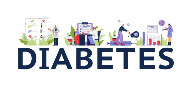 illustrazioni stock, clip art, cartoni animati e icone di tendenza di banner del diabete giornata mondiale di sensibilizzazione sul diabete o clinica, vettore piatto isolato. - insulin resistance
