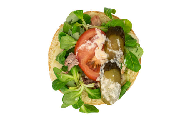 istock burger in Panini Bun with pulled pork, lamb's lettuce and tomato 1449838289