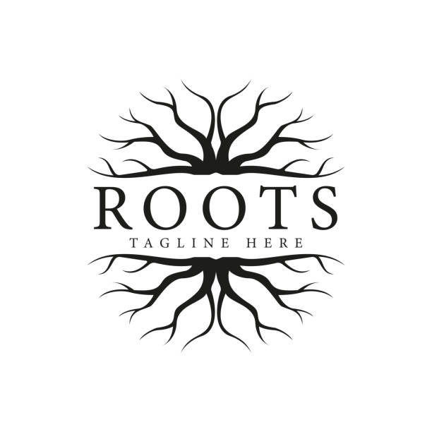 ilustraciones, imágenes clip art, dibujos animados e iconos de stock de símbolo de diseño de raíz geométrica negro símbolo de plantilla de plantilla, icono abstracto - raíz