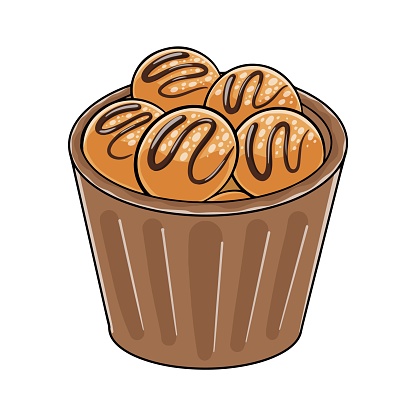 Loukoumades, that is Greek traditional donuts.  Isolated vector illustration.