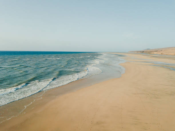 Empty sand beach in the morning