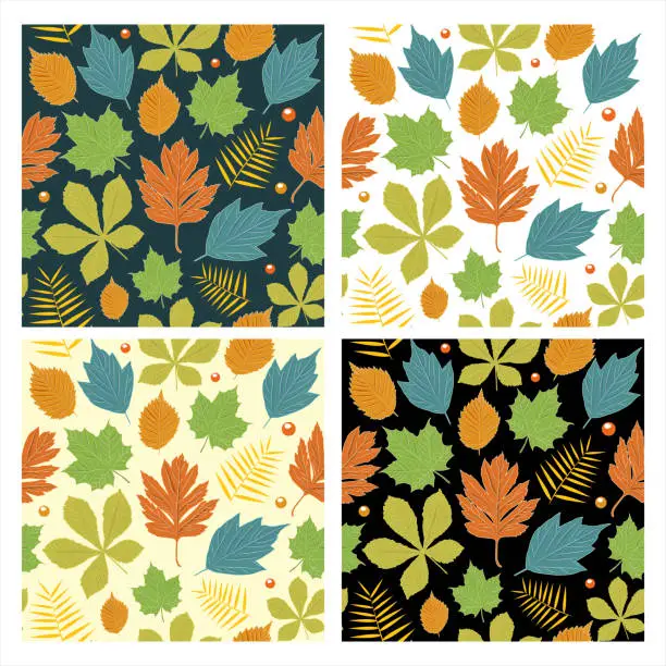 Vector illustration of Autumn leaves seamless pattern