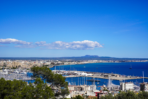 Panoramic view of Palma de Mallorca Port, Spain