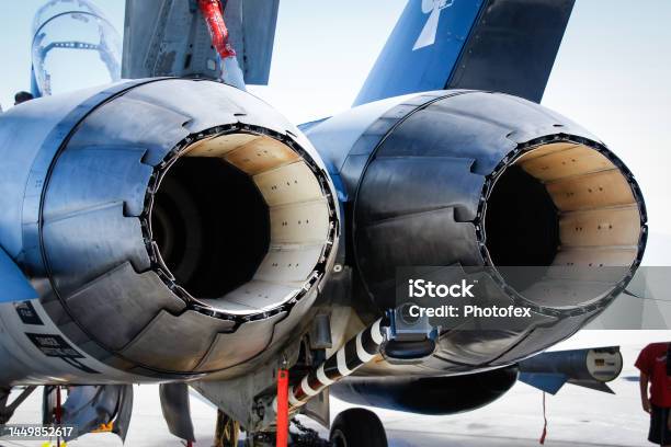 Detailed Shot Of Engine Outlet Of F18 Hornet Stock Photo - Download Image Now - Aircraft Carrier, Aerospace Industry, Military