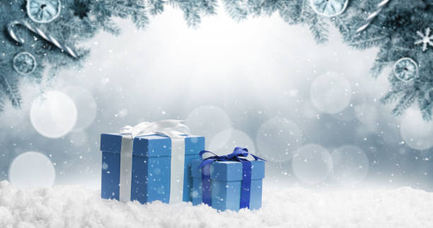 istock Christmas gift boxes and copy space. Christmas background 1449852670