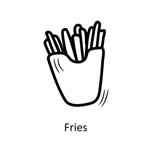 Vector illustration of Fries vector outline Icon Design illustration. Food and Drinks Symbol on White background EPS 10 File